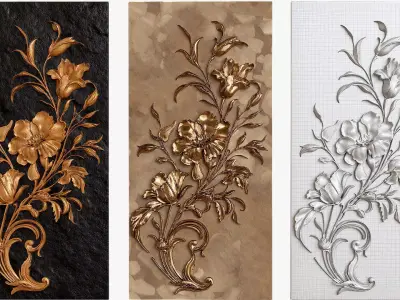 floral relief sculptur 3D model