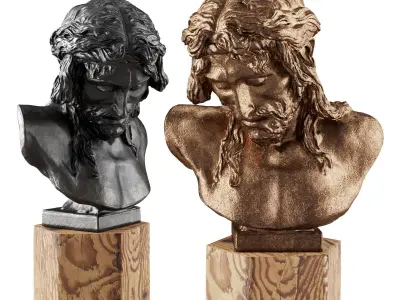 Christ bust sculpture Low-poly 3D model