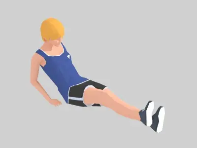 Leg Opposite Touch  Exercise woman Animation Low-poly 3D model