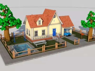 Cartoon House Low-poly 3D model