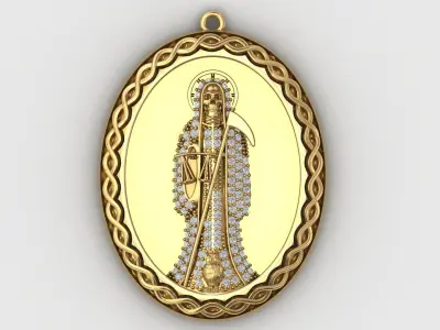  santa muerte holy death small size pendant 3D STL 3DM skull 3D print model