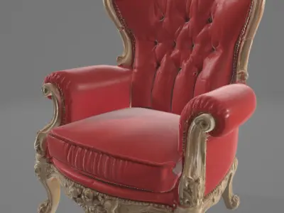 Vintage Elegance Couch - 3D Model for Interior Design Low-poly 3D model