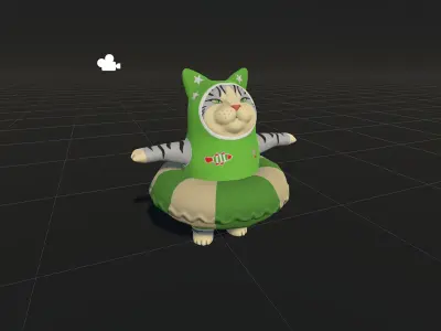 swimming Cat Low-poly 3D model