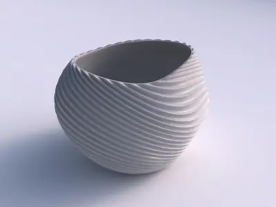 Bowl compressed 2 with bent extruded lines 3 3D print model
