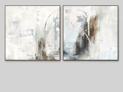 Plaster two square photo frames 39 Low-poly 3D model