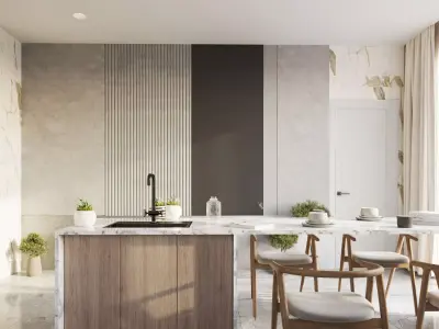 Modern luxury minimalist kitchen  3D model