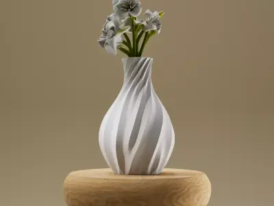 3D vase model with organic twisted Low-poly 3D model