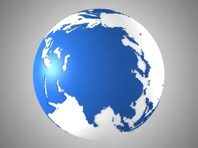 Solid Color Darker Blue White Globe 3D model