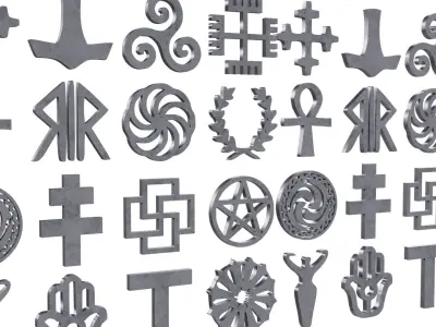 Pagan Religions Symbols Low-poly 3D model