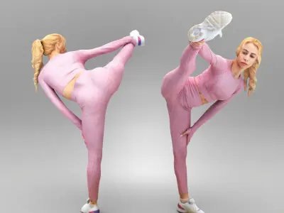Beautiful woman in tracksuit training 413 Low-poly 3D model