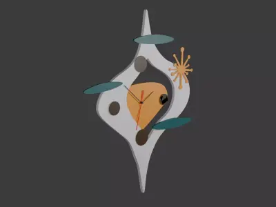 Odd Modern Retro Wall Clock Low-poly 3D model