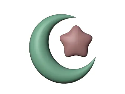 Crescent Moon And Star 3D model
