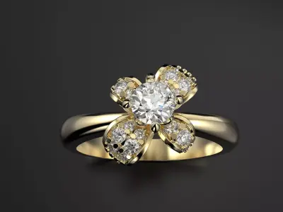 Bow Ring with diamonds 3D print model