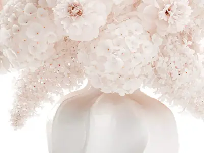 Beautiful Small Bouquet White Flowers Hydrangea vase decor 3D model
