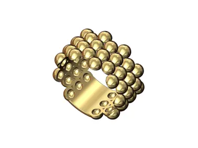 Large caviar bubble statement ring 3D print model