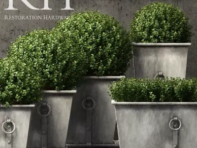Restoration Hardware estate zinc ring square planters 3D model