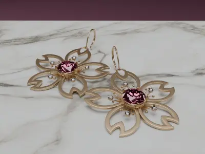 Sakura Glint Blossom of Balance 3D model earrings 3D model