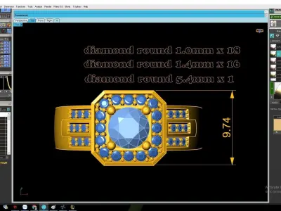 Luxury Halo Square Diamond Women Ring  3120 3D print model