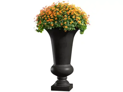 Flowers in a decorative modern vase flowerpot Art Deco  3D model