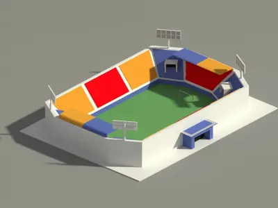 Low Poly Stadium soccer field Low-poly 3D model
