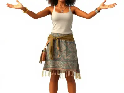 Afrocentric Female Character Rigged and Animated D Model Low-poly 3D model
