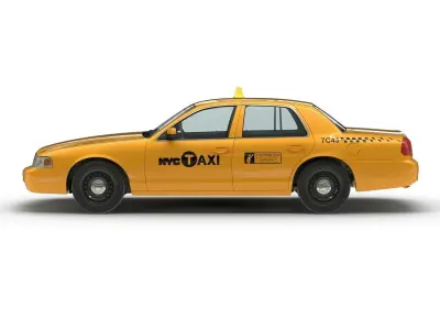 Generic Yellow Taxi Simple Interior 3D model