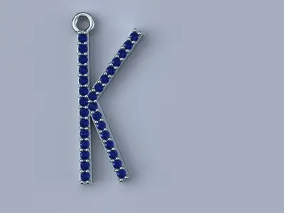 Diamond Letter K Pendant Gold Silver Platinum Luxury Jewelry 3D print model