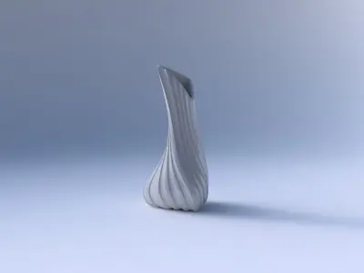 Vase twist puffy tappered triangle with smooth vertical ribbo... 3D print model