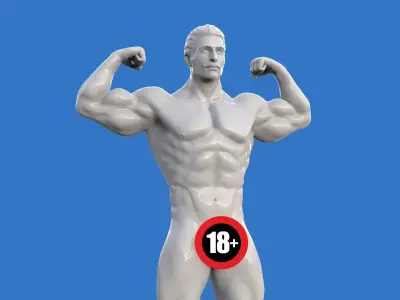 Muscular bodybuilder 3D print model