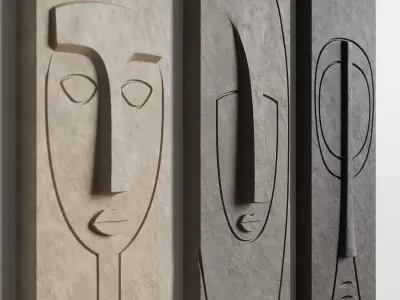 Abstract faces wall decor 3D model