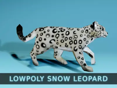 Lowpoly Snow Leopard Low-poly 3D model
