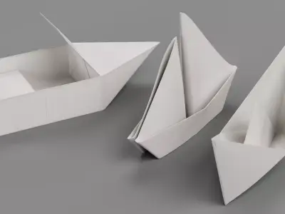 Paper Boats Low-poly 3D model