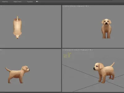 Cartoon puppy - brown dog Low-poly 3D model