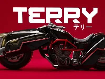 Stylized Futuristic Terry Motorcycle  Low-poly 3D model