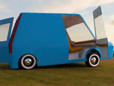 Practical cartoon car transit 60s PARODY 3D model