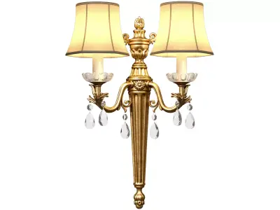 Italian Golden Sconce in classic style Rococo crystal Wall lamp 3D model