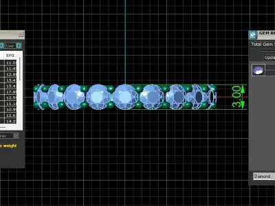 U Shaped Eternity Ring 3mm stone size swiss 10 and EU50 3D print model