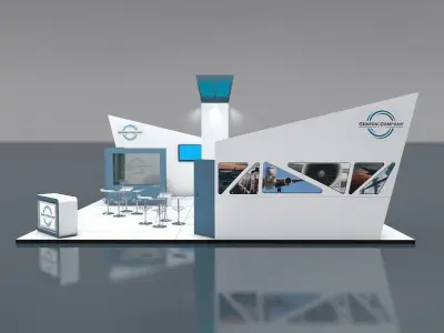 Exhibition Stand Booth stall 10x10m Height 500cm 4 Side Open 3D model