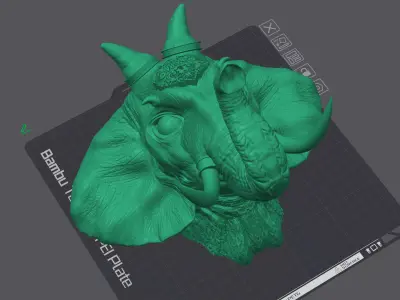 Fantasia Qairavata Elephant for the wall 3d model 3D print model