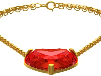 GEMSTONE HEART Red PENDANT NECKLACE 3D model