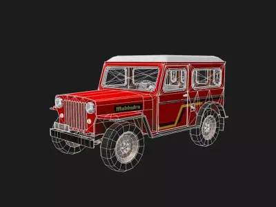 Mahindra CJ4 Jeep Game Ready Low-poly 3D model