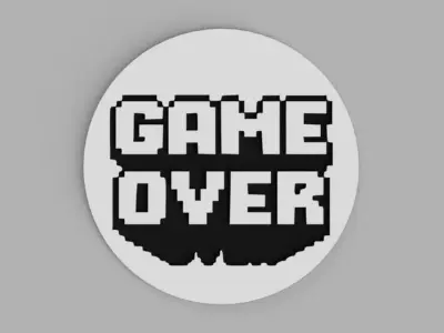 Game Over Pixelated Google Game Logo Coaster Free 3D print model