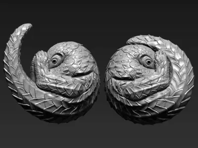 Pholidota pair of animal sculptures 3D print model