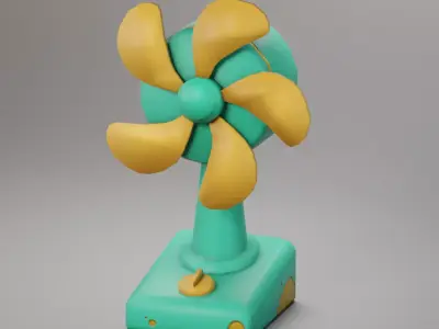 Desk Fan Low-poly 3D model