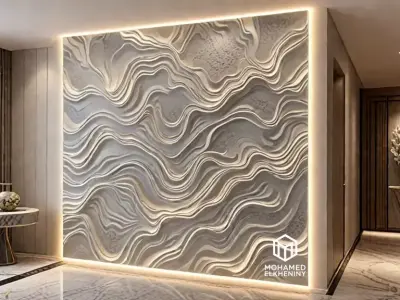 modern panel wall decor set wall relief mural CNC 132 3D model