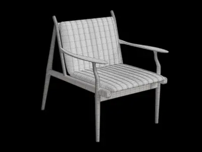 Dark Wood Leather Lounge Chair Low-poly 3D model