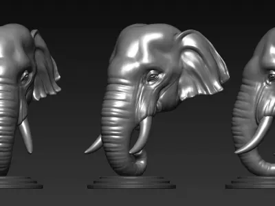 Elephant Asian Bust 3D print model