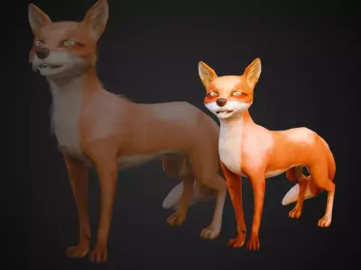 Fox Family Pack - Stylized Animated Game-Ready Characters Low-poly 3D model