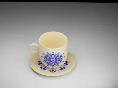 Luxury Moroccan Coffee Cup and Saucer Set   3D model