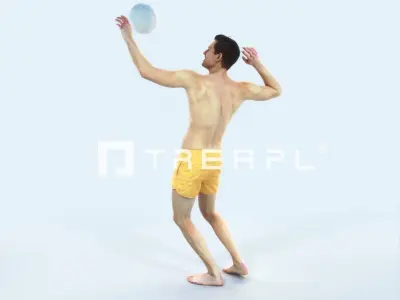 Virtue 04L Beach Serving Sports Man Low-poly 3D model
